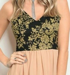 BN Black gold and cream colored dress